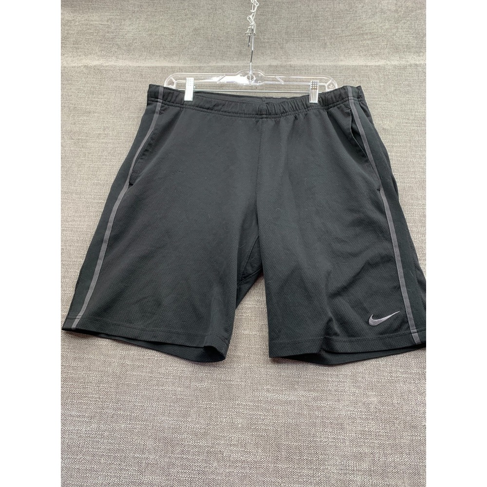 Nike Athletic Shorts Men Small Black Logo Mid Rise Drawstring Running Athleisure